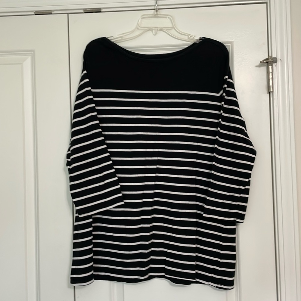 Time and Tru Breton Stripe Boatneck 3/4 Sleeve top XXL